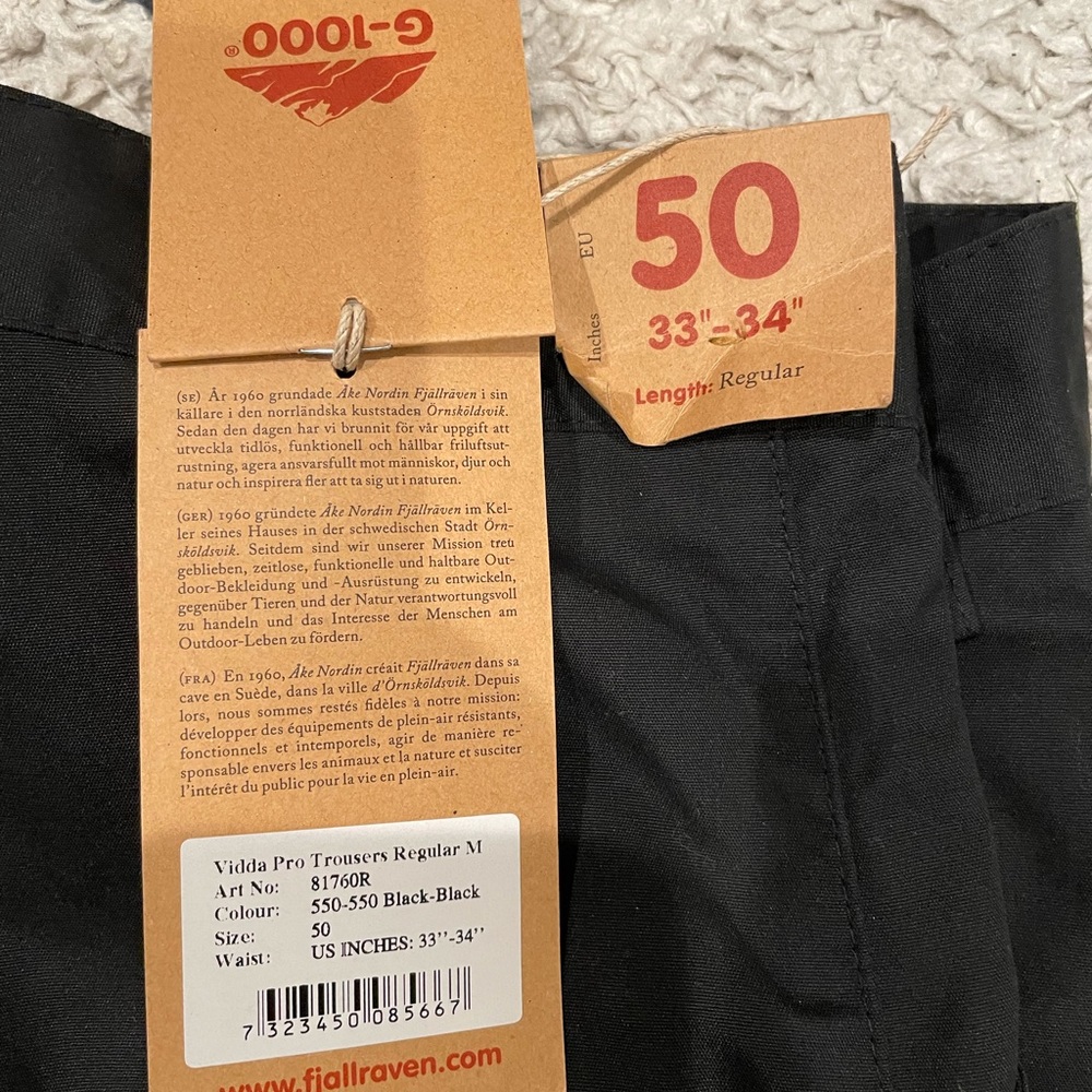 NWT Fjallraven Vidda Pro Trousers US 33-34